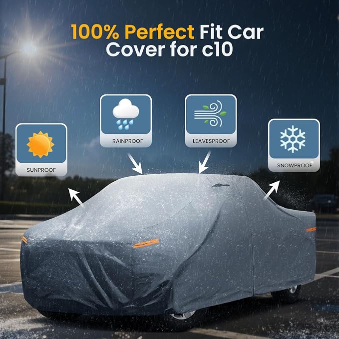 Truck Cover with Camper Shell Topper, Universal Fit Ford F-Series,Chevy Silverado,Dodge Ram,GMC Sierra and Toyota Tundra etc, Truck Cover Waterproof All Weather with Zipper(Length:242 to 262 in)