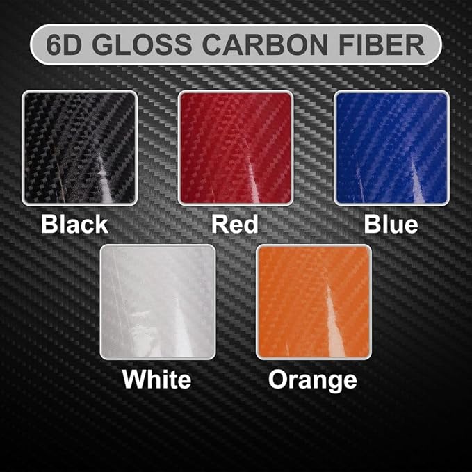 Lypumso 6D Carbon Fiber Vinyl Wrap Roll, Glossy Car Wrap Film Featuring Bubble Free Air Release Technology, Car Moto DIY Interior Exterior Decoration (Carbon Fiber White, 1ft x 5ft)