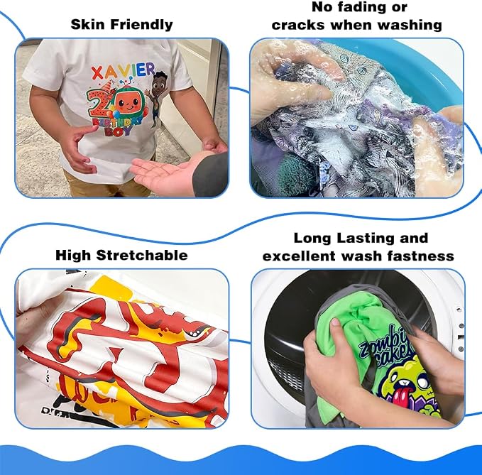 DTF Transfer Film A3 100 Sheets,Double-Sided Thick Matte Pretreat Film | Hot&Cold Peel,PET Heat Transfer Paper for DTF Inkjet Printers Direct Print on T-Shirts and All Color Fabrics, Wash Durable