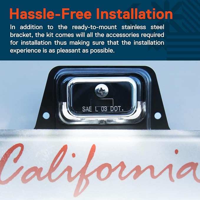 TRUE MODS Chrome Boat Trailer LED License Plate Light [Steel Bracket Mount] [DOT FMVSS 108] [SAE L] 12V DC Waterproof Universal Submersible Tag Lamp for Car Work Utility Flat Bed Box Semi Truck RV
