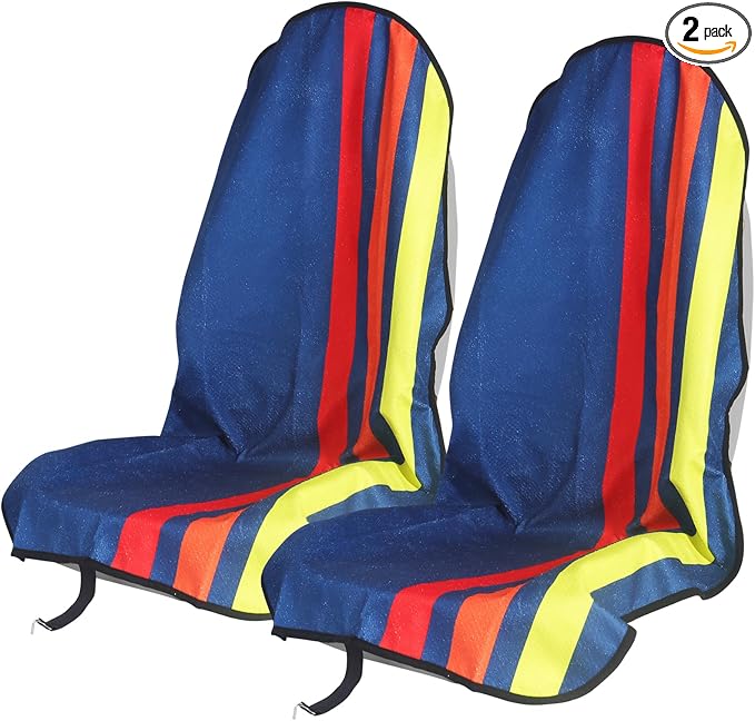 Car Seat Cover Protector Front Seats,for Gym Workout,Running,Swimming,Beach and Hiking,Waterproof Sweat Towel Bucket Seat Covers for Cars SUV Trucks (Racing Stripes, 2Pcs)