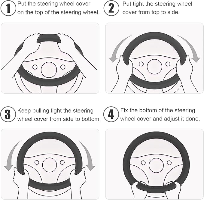 15 Inch Cooling Steering Wheel Cover for Women, Non-Slip Breathable Cooling Car Steering Wheel Cover with Upgraded Silicone Inner Ring Fits Round/D Shape, Warm in Winter Cool in Summer, White Gray