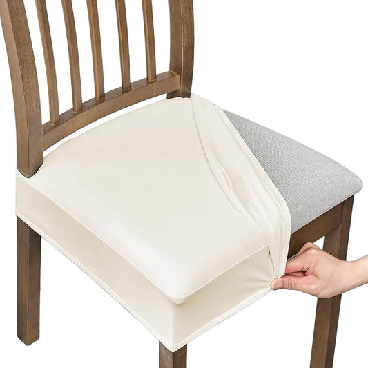 NILUOH Waterproof Seat Covers for Dining Room Chairs Set of 6, 21 Inches Pu Leather Dining Chair Cover Removable Washable Chair Protctor Cover, Rear Covers
