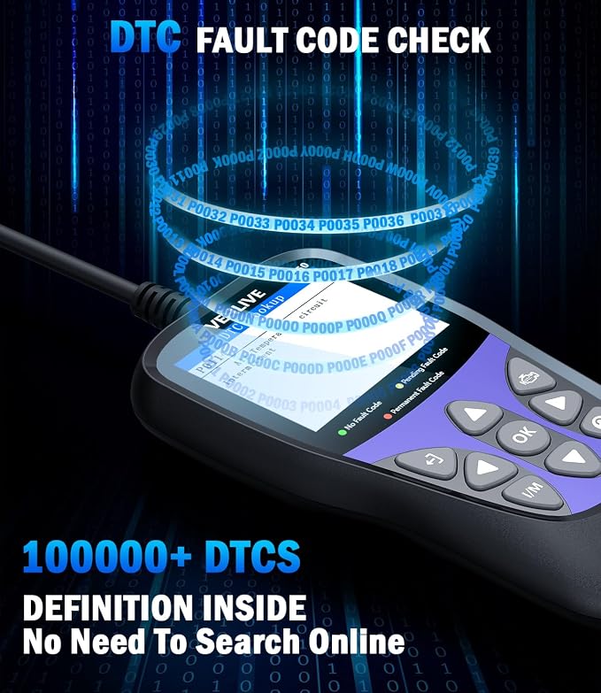 OBD2 Scanner Diagnostic Tool, VEHLIVE V860 Car Code Reader for Check Engine Light with Reset, I/M Readiness, Battery Tester, Live Data, CAN Diagnostic Scan Tool for All OBDII Vehicles After 1996