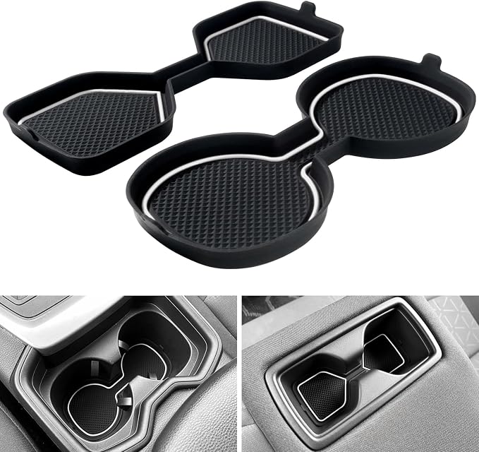 3D Cup Holder Inserts for Toyota RAV4 Accessories 2025 2024 2023 2022-2019 | Silicone Cup Coaster Mats Pad, Center Console Liner, 2Pcs, White Trim