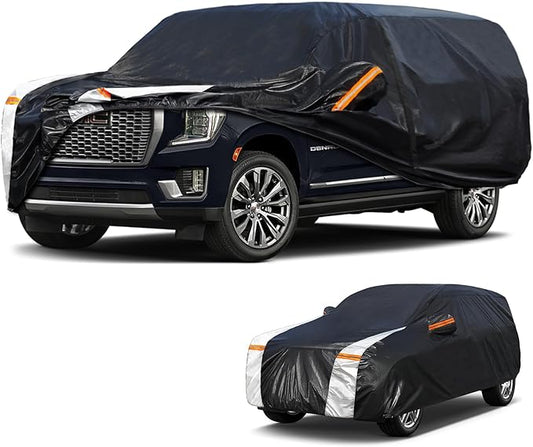Large SUV Car Cover for GMC Yukon XL 100% Waterproof All Weather, Heavy Duty Outdoor Full Exterior Covers Rain Sun Wind UV Protection.