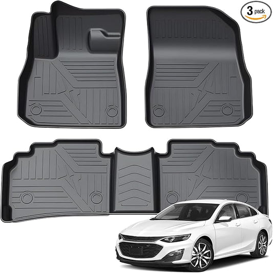 KUST Floor Mats for Chevy Malibu 2016-2025, All Weather Floor Liners Front Rear 2 Rows Car Mats for Malibu Accessories TPE Rubber Raised Edge