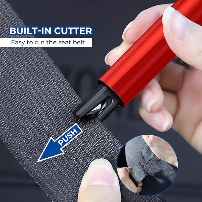 2 Pack Car Safety Hammer Car Window Breaker Seatbelt Cutter Emergency Escape Tool Car Glass Breaker for Land and Underwater Life-Saving Car Safety Kit Essentials Car Accessories(Black+Red)