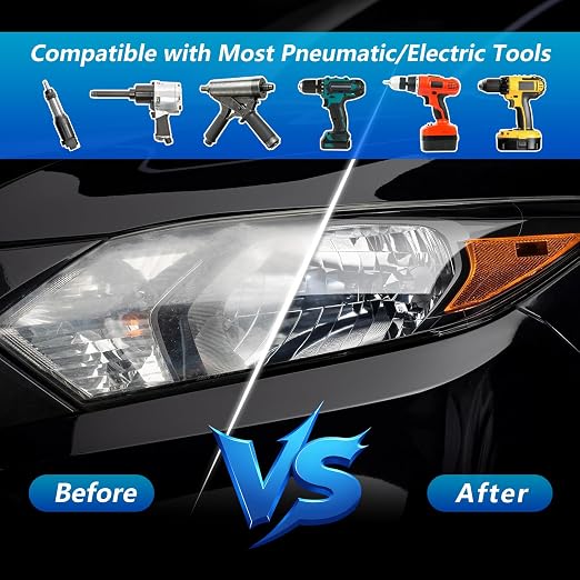 143 PCS 3 Inch 60-10000 Grit Headlight Restoration Kit, Wet Dry Hook and Loop Sanding Discs, Drill Polishing Kit Equipped with Sandpaper Pads and Rotary Tools for Wood, Metal, Glass and Small Jobs