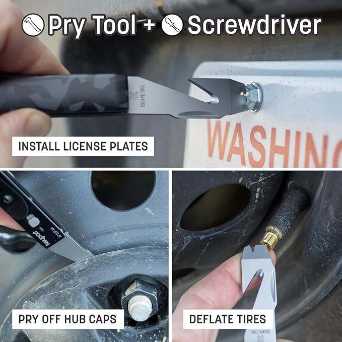 Keyport Car Rescue Tool - Tungsten-Carbide Window Breaker & Seatbelt Cutter | Solid Tip - No Spring To Fail | Shatters Side Glass | Rescue-Grade | Pry Bar | Pocket Clip | Paracord Pull | Customizable