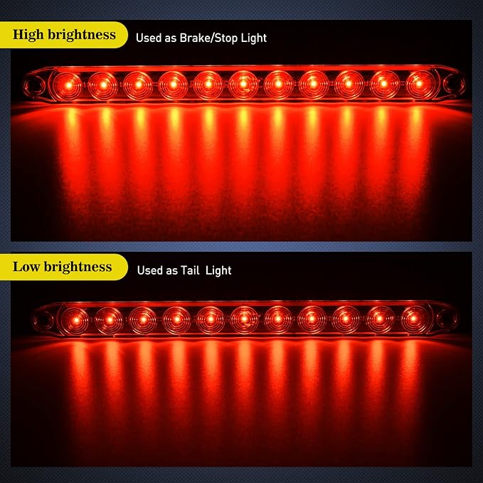 Nilight 2PCS 16Inch 11 LED Red Trailer Light Bar for Parking Stop Turn Signals Tail Brake DOT Compliant IP65 Waterproof Truck ID Marker