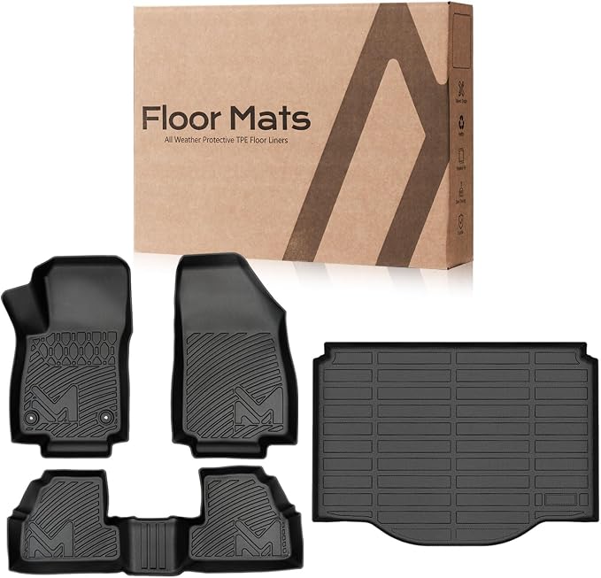 TPE Automotive Floor Mats & Cargo Liner Custom for 2014-2023 Chevy Trax & 13-23 Buick Encore (Not fit GX), All Weather Cover Protection Waterproof Black Floor Liner Front & Rear Row Full Set Car Mats