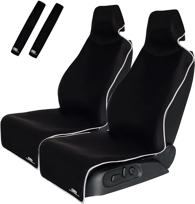 Gorla Gear 2 Pack Black Premium Universal Fit Waterproof Stain Resistant Car Seat Cover Neoprene Non-Slip Bucket Seat Dog Sweat Proof Protector Save Your Leather Cloth Seats Automotive Van Truck SUV