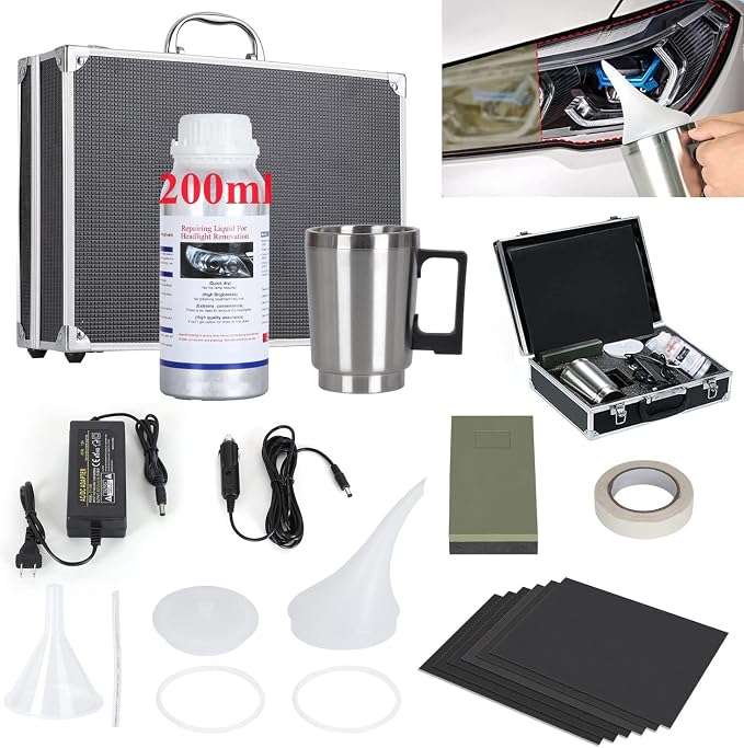 ROYWOO Headlight Repair Kit,Automobile Headlight Restoration Kits with 200ML Repair Liquid,Car Headlight Polish Repair Tool for Repair Headlight Yellowing, Haze, Scratches