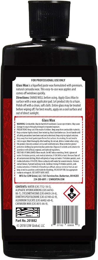 E.J. Wheaton Glass Wax, Polishes and Protects Windows, Mirrors and Metal Surfaces, Dries Chalk White, Easy to Apply and to Remove, Made in USA