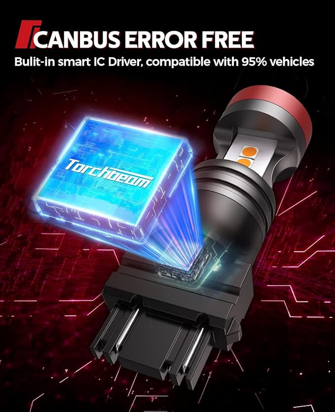 Torchbeam 3157 3156 LED Bulbs, Amber Yellow LED Turn Signal Lights Bulbs, 400% Brighter 3156 3057 3457 4157 LED Bulb with Projector Replacement for Directional Blinker Parking Side Marker Lights