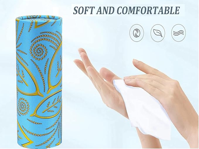 Refillable Car Tissue Holder Dispenser with facial tissues, Universal Round Auto Tissue Box Organizer with 9-Pack Travel papers, Fit for Car Cup Holder Tissues Cylinder - Blue