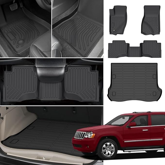 Floor Mats for Jeep Grand Cherokee 2005 2006 2007 2008 2009 2010 | Grand Cherokee WK Laredo, Limited, Summit Floor Mats, TPE Summer Winter Non-Slip Floor Liners Car Accessories