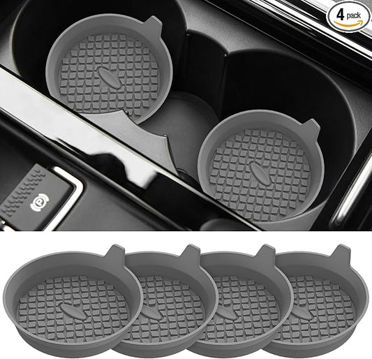 ME.FAN Car Cup Holder Coasters [4 Pack] Silicone Cups Mats, Automotive Universal Non-Slip Recessed Interior Accessories Dark Grey