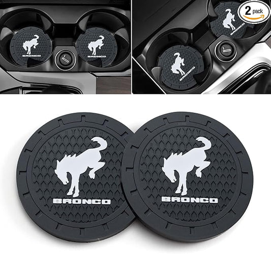 Ford Bronco Car Cup Holder Coaster, Silicone, 2.76 Inch, 2 Pieces | Car Interior Accessories