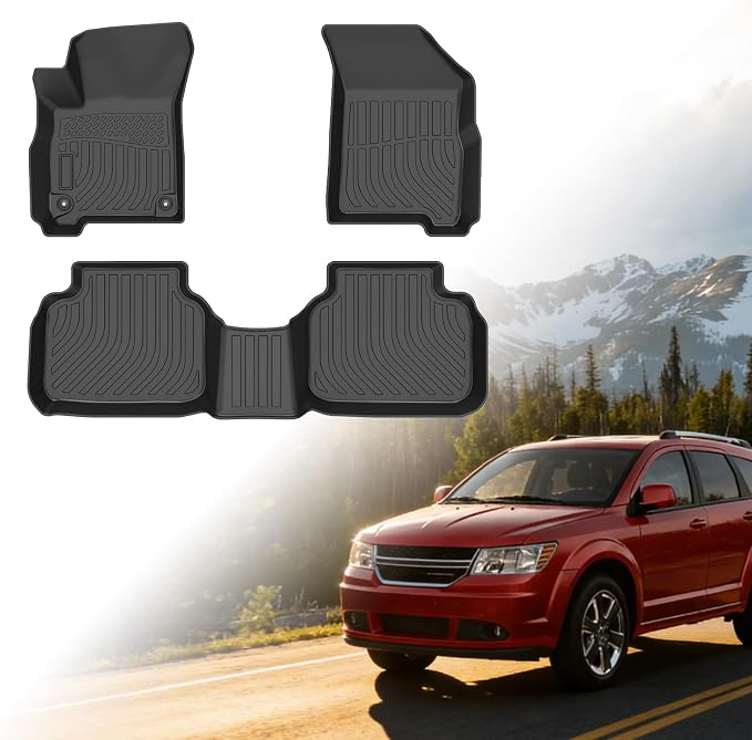 Floor Mats for Dodge Journey 2011 2012 2013 2014-2016 2017 2018 2019 2020 | TPE 2015 Journey Floor Mats 1st & 2nd Row, TPE Waterproof Summer Winter Non-Slip All Weather Floor Liners Car Accessories