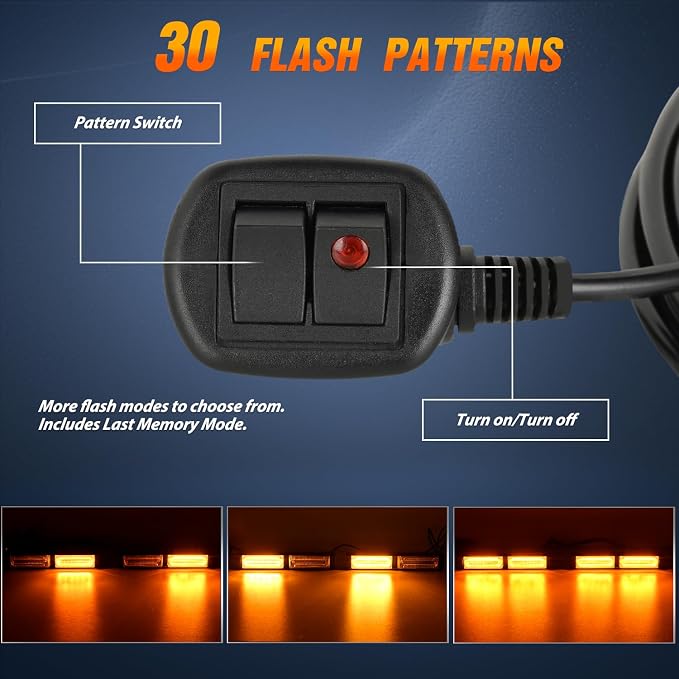 Nilight 40LED Amber Emergency Strobe Traffic Advisor Light Bar with Suction Cups Dash Safety Warning Hazard Flashing Lights Interior Front/Rear Windshield for Trucks Construction Vehicles
