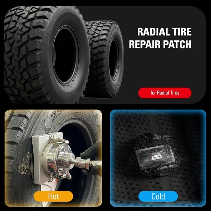 CKAuto 20 PCS Radial Tire Repair Patch Kit Heavy Duty 2-1/4" x 4-1/3" (60 x 110mm), for Cars Vans SUVs Buses & Heavy Trucks Tractor Agricultural Vehicles, Rectangle 2-1/4" x 4-1/3" (60 x 110mm) 20 PCS
