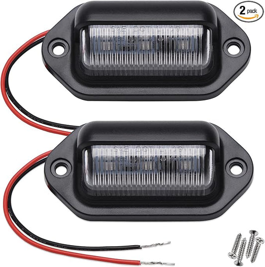 2PCS Blue LED License Plate Light, 12V-24V DC Waterproof 6-SMD License Plate Lamp Taillight, Universal for Truck SUV Trailer Van RV Boats as Step Courtesy Light, Dome/Cargo Lights or Under Hood Lights