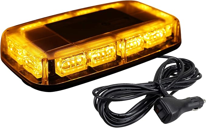 ASPL [Upgraded 5] 48LED Roof Top Strobe Lights, High Visibility Emergency Safety Warning LED Mini Strobe Light bar with Magnetic Base for 12-24V Snow Plow, Trucks, Construction Vehicles (Amber)
