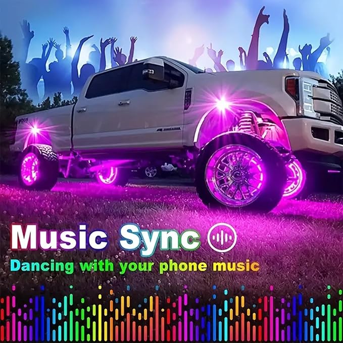 RGB Rock Lights, 8 Pods 36 LEDs SMD Chips Super Bright Pod Lights | 12V DC, Remote & App Control, Underglow Kit for Off Road Cars Trucks Jeep SUV UTV ATV RZR Golf Cart Wheel Well
