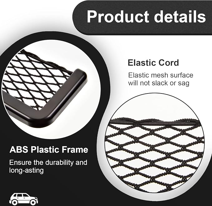 Frienda 4 Pcs Boat Storage Net Bag, ABS Plastic Car Framed Mesh Net Holder, Phone & Cargo Organizer with Screws for Auto, Rv, Boat, Pontoon, Truck Pocket Storage (8 x 3 Inch)