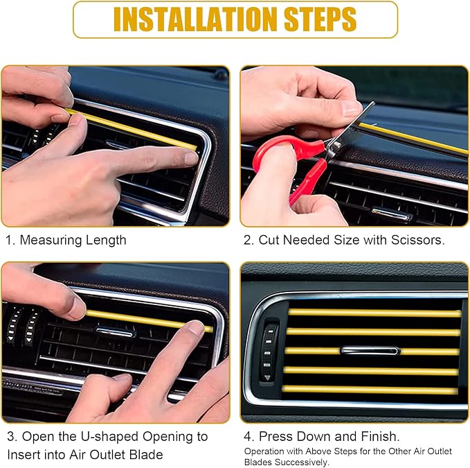 20 Pieces Universal Car Air Conditioner Vent Trim Decoration Strip Accessories, Waterproof Flexible Shiny Auto Car Interior Accessories for All Air Vent Outlet