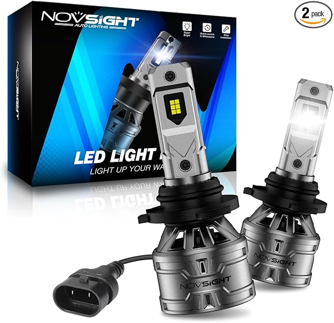 NOVSIGHT H10 Fog Light Bulbs - 6500K White 60W 13000LM Bright 9145 9140 9045 9040 Fog Lights, Plug and Play Fast Cooling Fog Light Bulbs Replacement, IP68 Waterproof, Pack of 2