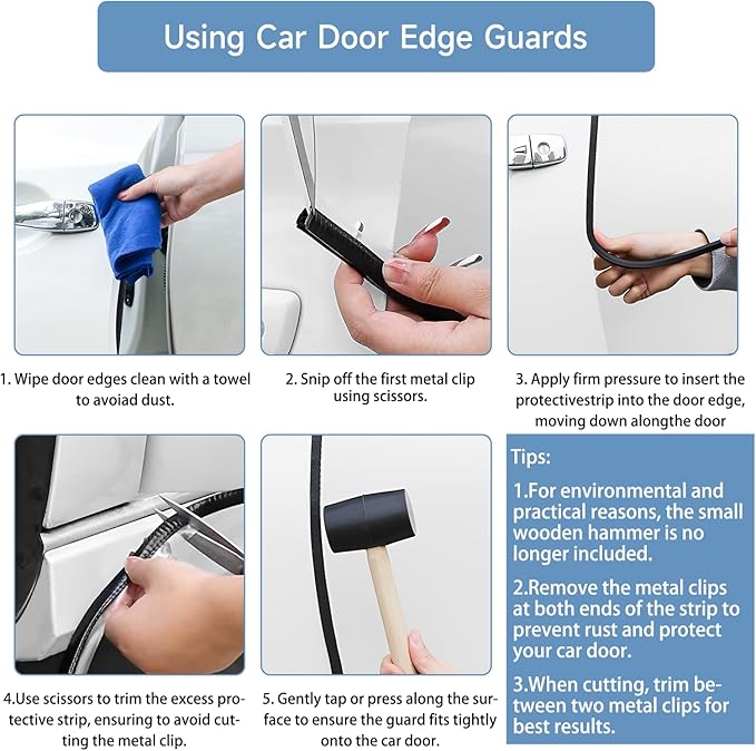 Winfort 16.5FT(5M) Universal Car Door Edge Protector Guards, No-Glue Required Rubber Seal U Shape Automotive Door Entry Guard, Suitable for Most Cars, SUVs and Trucks (White)
