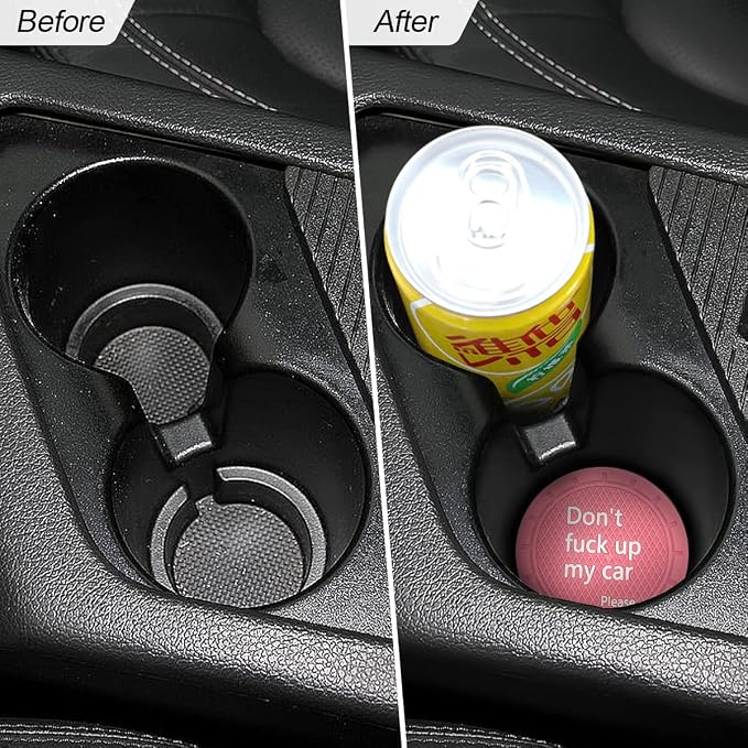 8sanlione Car Cup Coaster, 4Pcs 2.75 Inch Auto Cup Holder Insert Coasters, Non-Slip Waterproof Embedded Drink Mat, Automotive Interior Accessories for Men and Women (D Pink/4PCS)