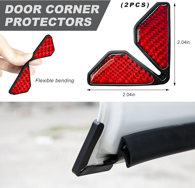 DXNQ 2 PCS Car Door Corner Protector Edge Guards, Real Carbon Fiber Anti-Collision Car Door Edge Protector, Self-Adhesive Decorative Auto Corner Protect, Vehicle Exterior Accessories (Red)
