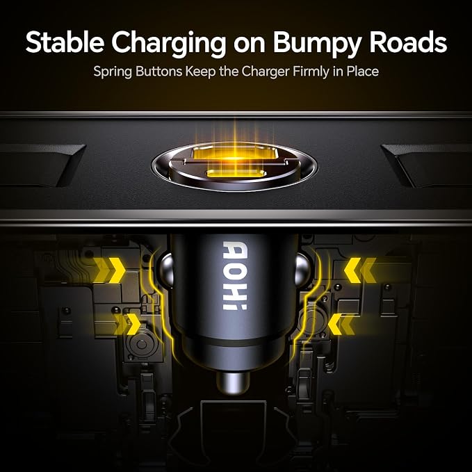 AOHI USB C Car Charger, PD 45W&QC 30W 2 Port Type-C Fast Charging Car Charger Lighter for MacBook Pro/Air, iPhone 17/16 /15Series, Galaxy S24 / S23, iPad Pro, AirPods and More