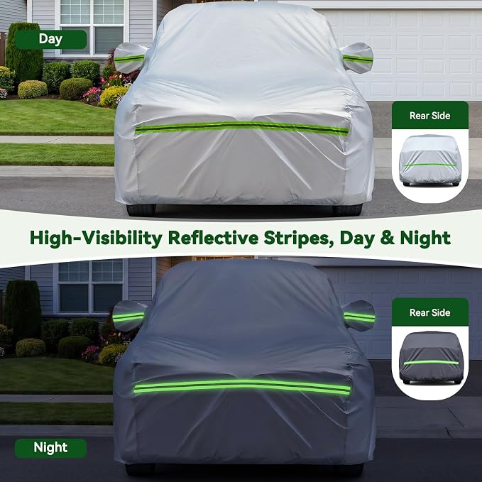 AUQDD 6-Layers Premium Hatchback Car Cover Waterproof All Weather Weatherproof UV Sun Protection Snow Dust Storm Resistant Outdoor Exterior Custom Form-Fit Full Padded Car Cover with Straps -173" K18