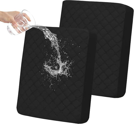Easy-Going Waterproof Couch Cushion Covers, Non-Slip Leakproof Sofa Seat Cushion Slipcovers, Quilted and Stretch Furniture Protector for Dogs, Pets (2-Piece Sofa Cushion, Black)