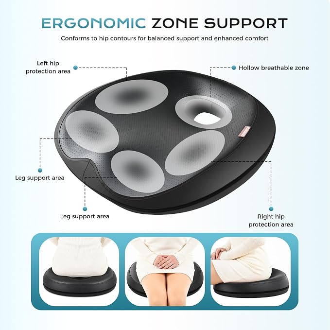 Coverado Car Seat Cushion and One Piece Lumbar Support Headrest Pillow, Adjustable Velcro Design Car Neck Pillow, Ergonomic Memory Foam Car Back Support Driving Seat Cushion for Back Pain Relief,Black