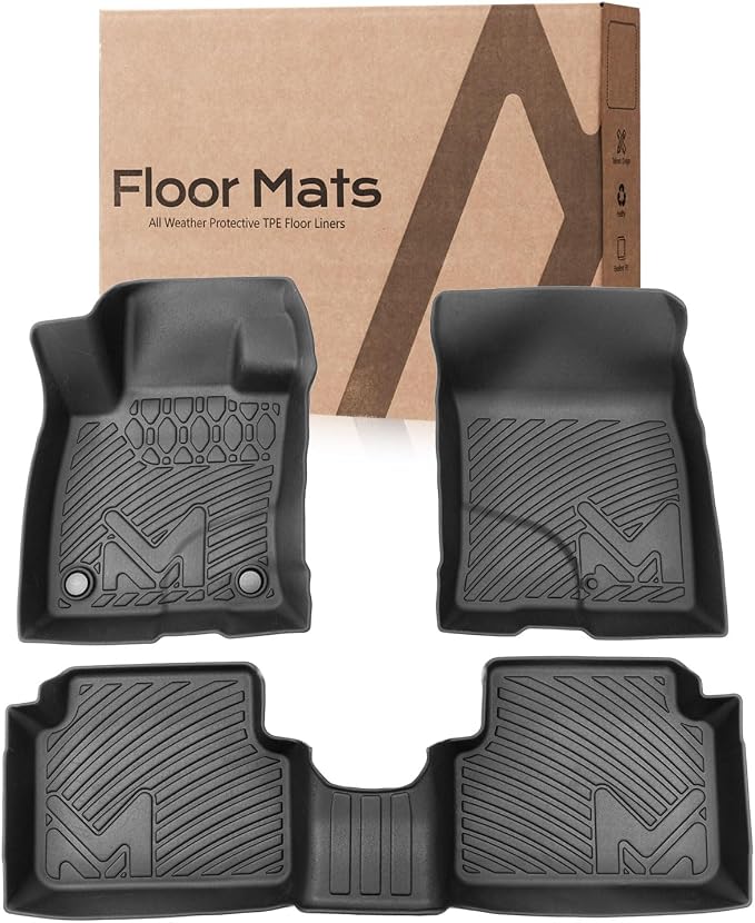 TPE Automotive Floor Mats Custom for 2022-2026 Ford Maverick (Not for Hybrid) &21-25 Bronco Sport, All Weather Cover Protection Waterproof Black Floor Liner Front & Rear Row Full Set Car Mats, 3PCS