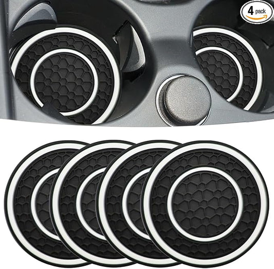 Car Cup Coaster Universal Automotive Waterproof Non-Slip Cup Holders Sift-Proof Spill Holder Car Interior Accessories 4 Pack Black & White