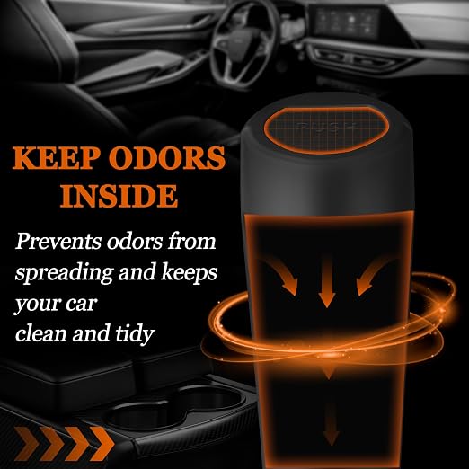 Car Trash Can with Lid-2Pack, Leakproof Garbage Can with 80 Attached Trash Bags, Mini Essential Car Accessories for Interior for Car, Home, Office（Black）