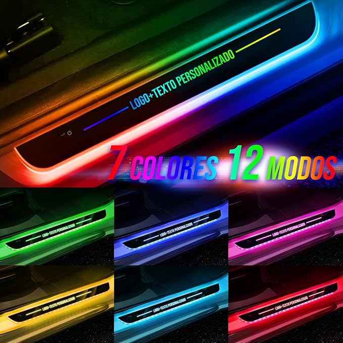Custom LED Car Door Sill Light with Personalized Logo/Text | USB Rechargeable Auto Sensor Welcome Pedal Light | 7 Colors 12 Modes | Universal Fit for Car Interior Accessories