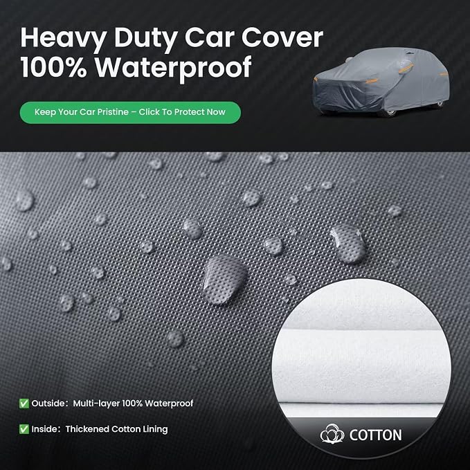 Waterproof Toyota Camry(1991-2026) Car Cover with Breathable Vents, [Upgrade] Premium Covers with Cotton Liner and Zipper Door, Sun Rain Snow Dust Uv Protection.(Gift with Towel)