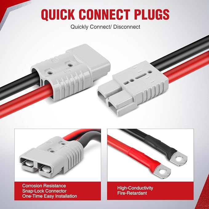 Nilight 1 Gauge 25 Feet Heavy Duty Jumper Cables 900 Amp Booster Battery Cables with Permanent Installation kit and Quick Connect Plug Includes Carrying Bag for 12V & 24V Cars SUVs and Trucks