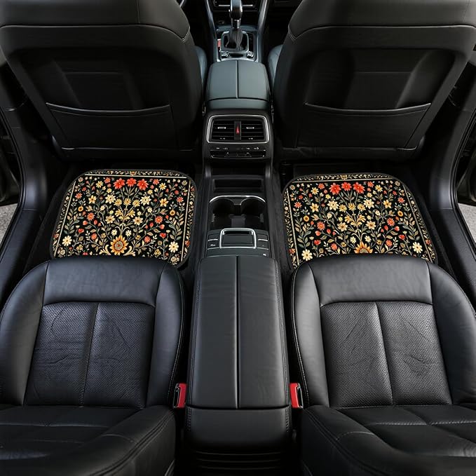 Christmas Car Floor Mats Set of 4 Red Plaid Truck Santa Tree Gift Automotive Foot Mats Rugs Carpet for Car Non-Slip Auto Car Accessories Universal Fit Car Accessories for Truck