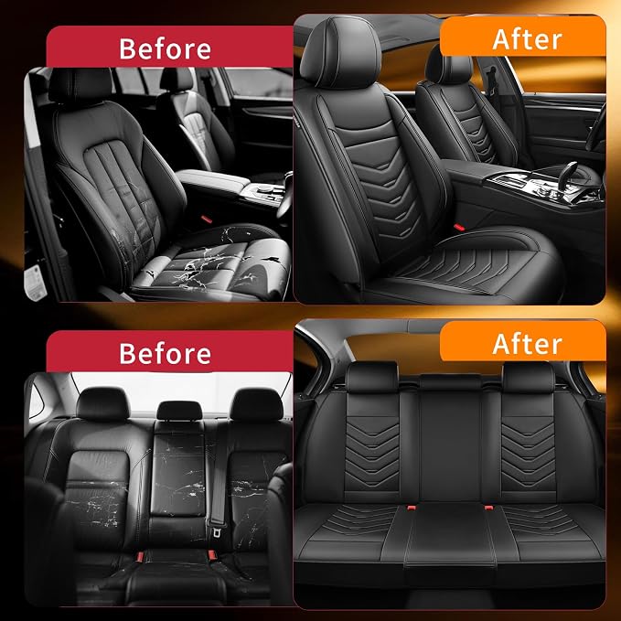 Fit HRV Car Seat Covers Compatible with Honda HR-V 2016-2023 2024 2025 2026.Full Coverage Waterproof Leather,All - Weather Seat Cushion Protector-Easy Installation(Full Set 5 Seats,Black)