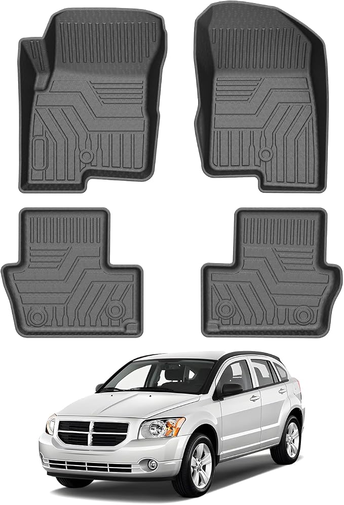 Mixsuper Floor Mats Compatible with 2007-2012 Dodge Caliber / 2007-2017 Jeep Patriot/Compass (Old Body Style) All Weather Floor Liners 1st & 2nd Row Set Black