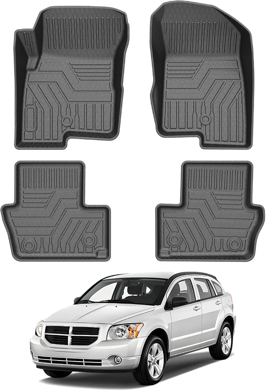 Mixsuper Floor Mats Compatible with 2007-2012 Dodge Caliber / 2007-2017 Jeep Patriot/Compass (Old Body Style) All Weather Floor Liners 1st & 2nd Row Set Black